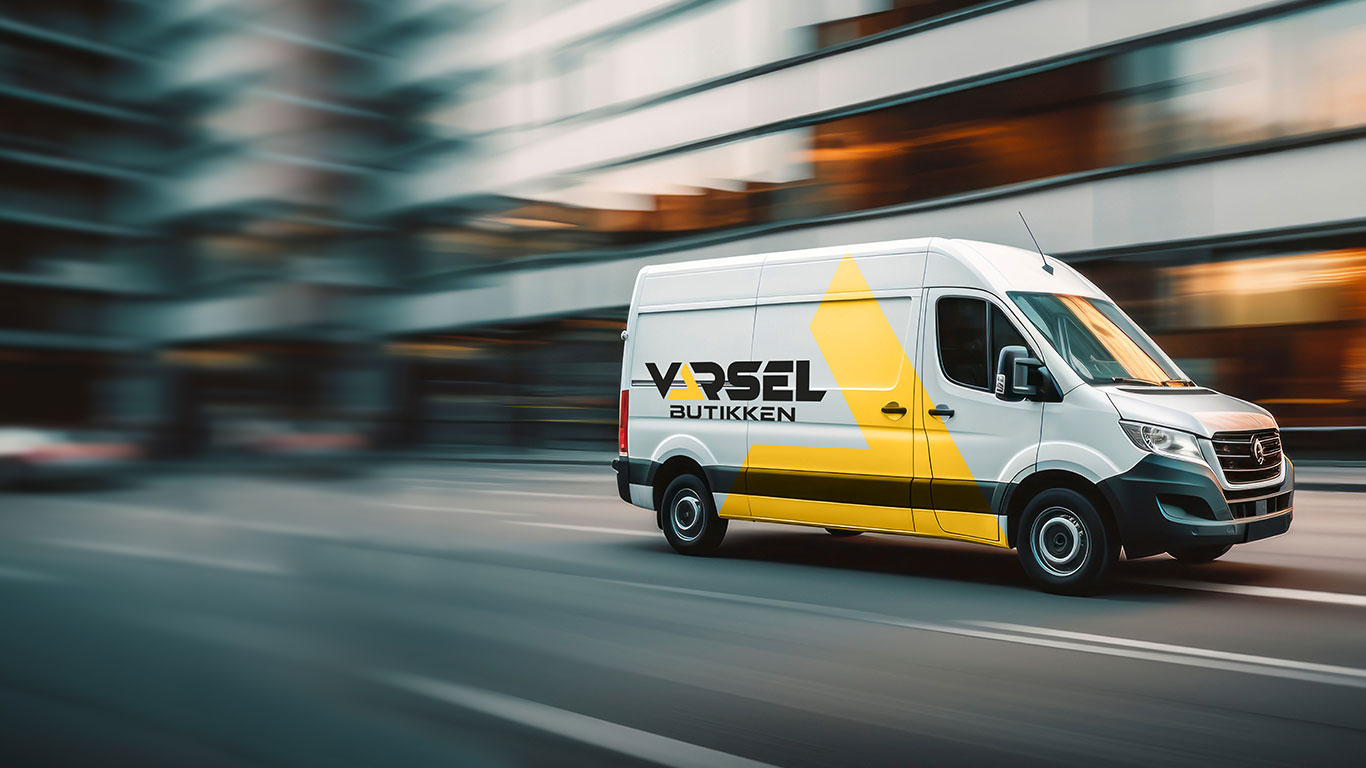 Varselbutikken varebil — produksjon og levering av skilt