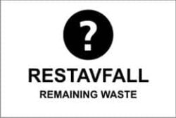 Restavfall Remaining waste 30x20cm skilt