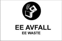 Kildesortering "EE avfall", engelsk tekst