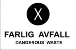Kildesortering "Farlig avfall", eng. tekst 30X20, 1MM PVC