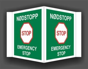 Nødstopp - Emergency stop, 10x10cm - 35x35cm