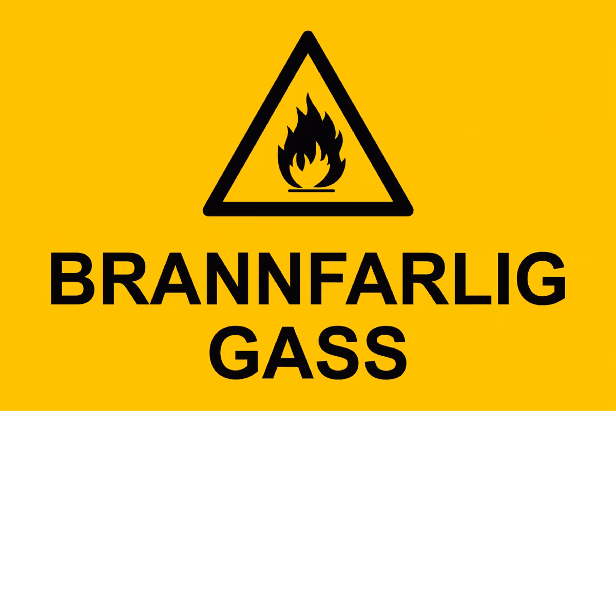 Advarselsskilt Advarsel – brannfarlig gass i 20×30 cm. Tilgjengelig i PVC og alu-plate.
