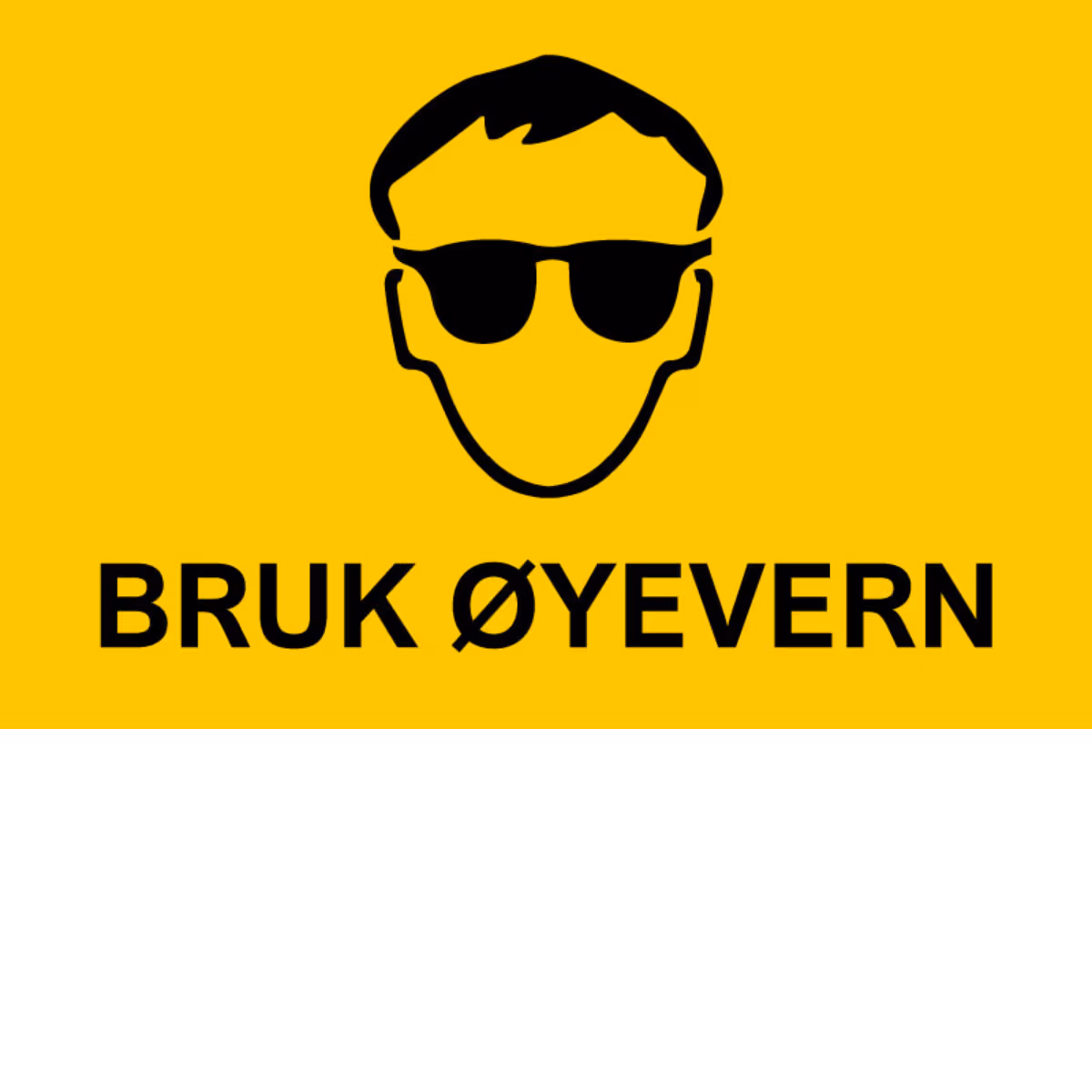 Påbudsskilt Advarsel – bruk øyevern i aluminium, 30x20 cm