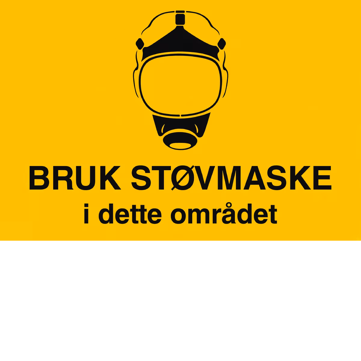 Påbudsskilt Bruk støvmaske i dette omradet i aluminium, 30x20 cm