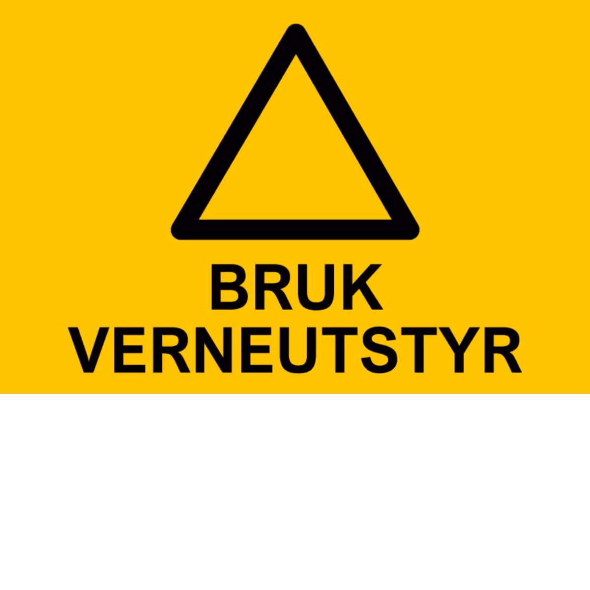 Påbudsskilt Bruk verneutstyr i aluminium, 30x20 cm