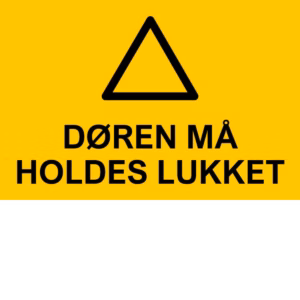 Instruksjonsskilt Døren må holdes lukket i aluminium, 20x30 cm