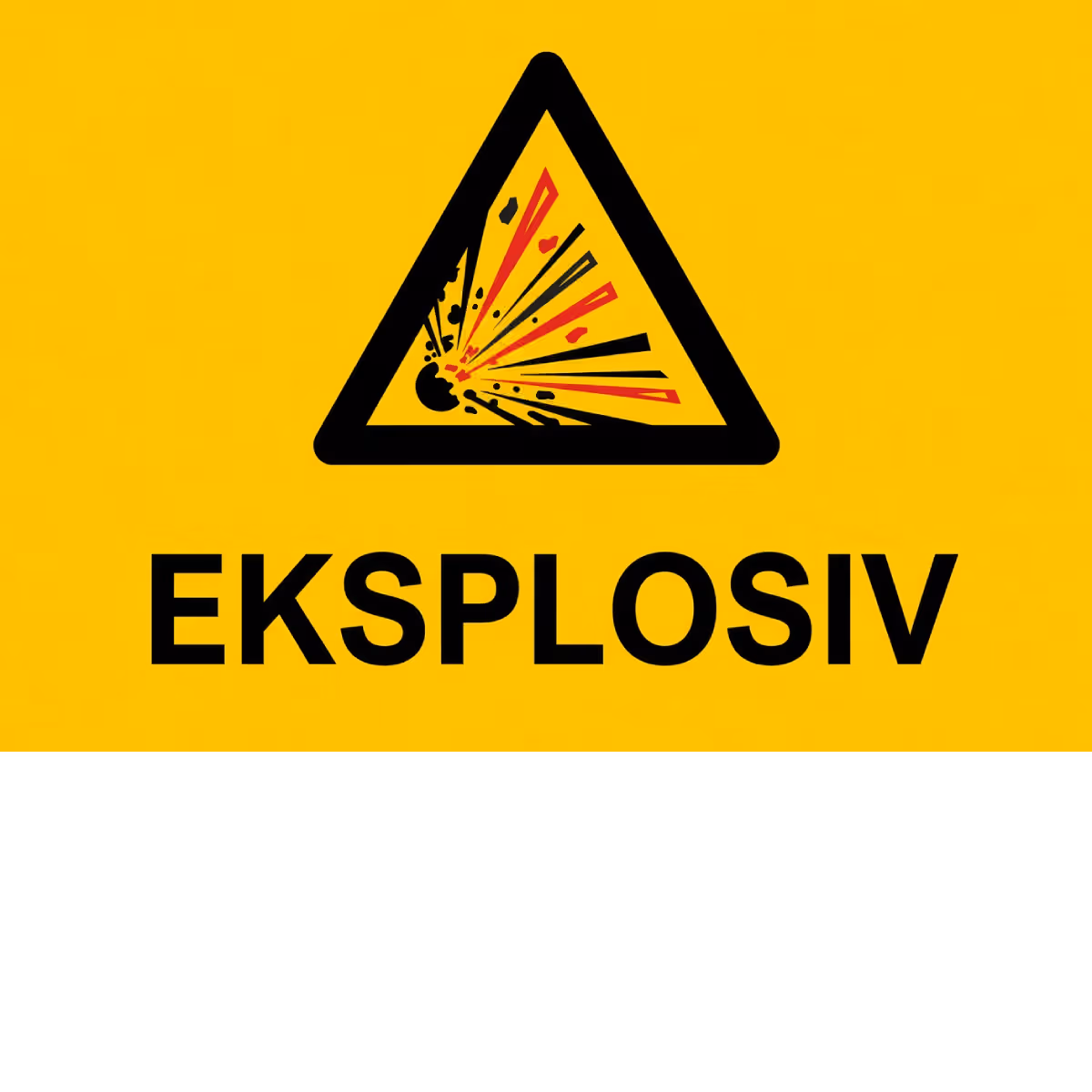 Fareskilt Eksplosiv i aluminium, 30x20 cm