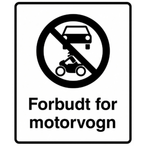 Forbudsskilt Forbudt for motorvogn i aluminium, reflekterende utførelse, 50x60 cm
