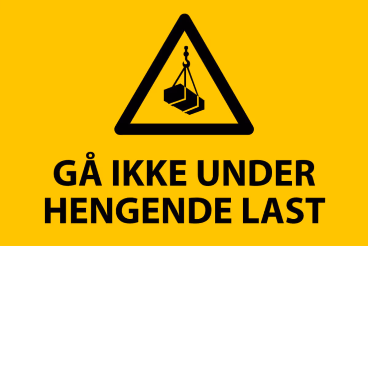 Forbudsskilt Gå ikke under hengende last i aluminium, 30x20 cm