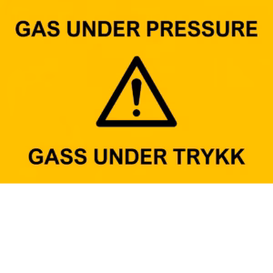 Fareskilt Gass under trykk (Gas Under Pressure) i aluminium, 30x20 cm