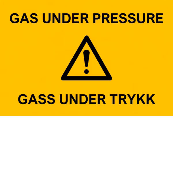 Fareskilt Gass under trykk (Gas Under Pressure) i aluminium, 30x20 cm