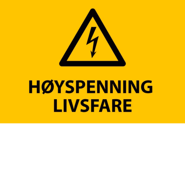 Advarselsskilt Høyspenning – livsfare i aluminium, 30x20 cm