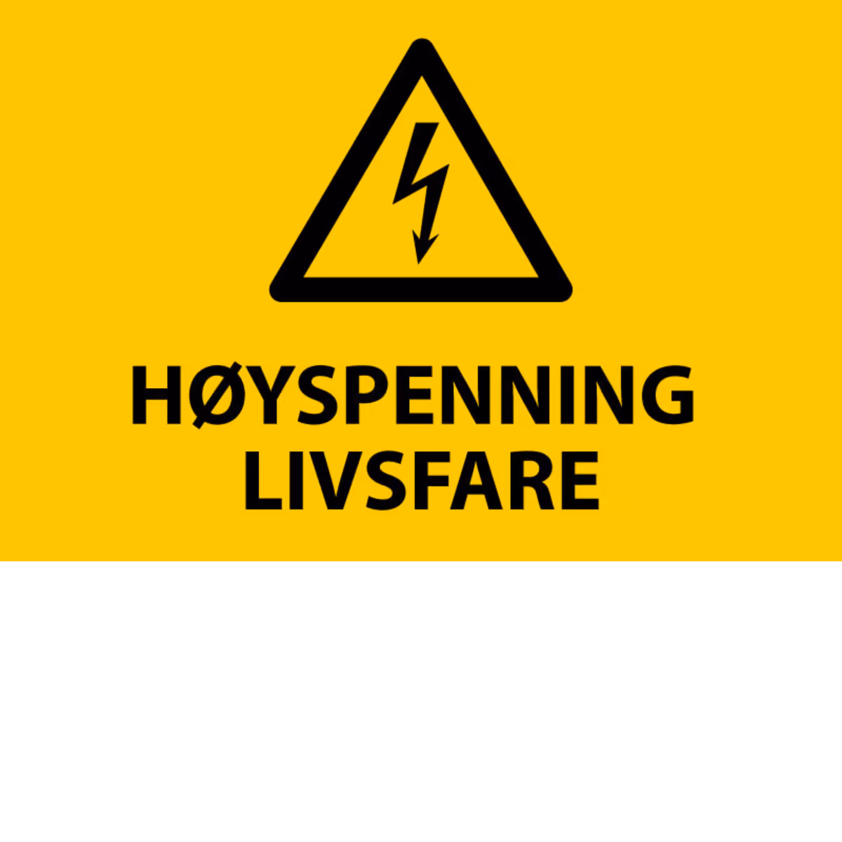 Advarselsskilt Høyspenning – livsfare i aluminium, 30x20 cm