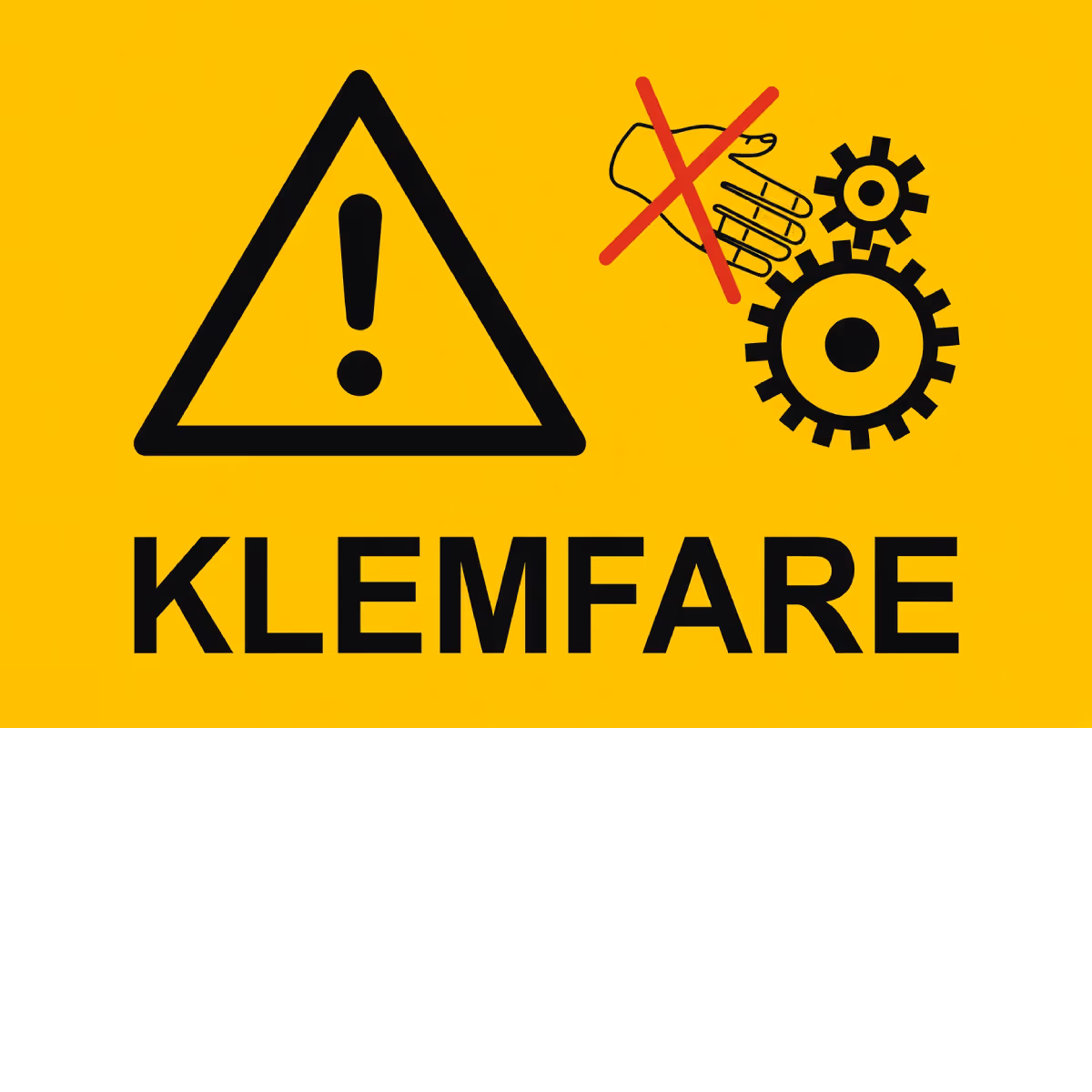 Advarselsskilt Klemfare hender i aluminium, 30x20 cm