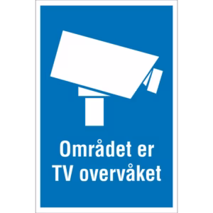 Informasjonsskilt Området er TV-overvåket i aluminium, reflekterende utførelse, 20x30 cm