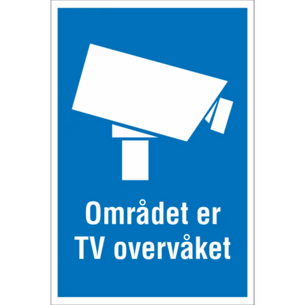 Informasjonsskilt Området er TV-overvåket i aluminium, reflekterende utførelse, 20x30 cm