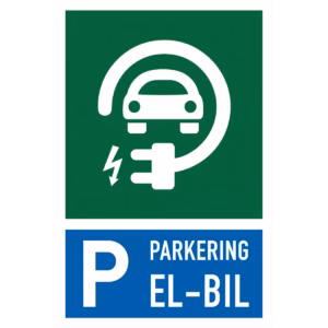 Parkeringsskilt Parkering elbil i aluminium, reflekterende utførelse, 20x30 cm