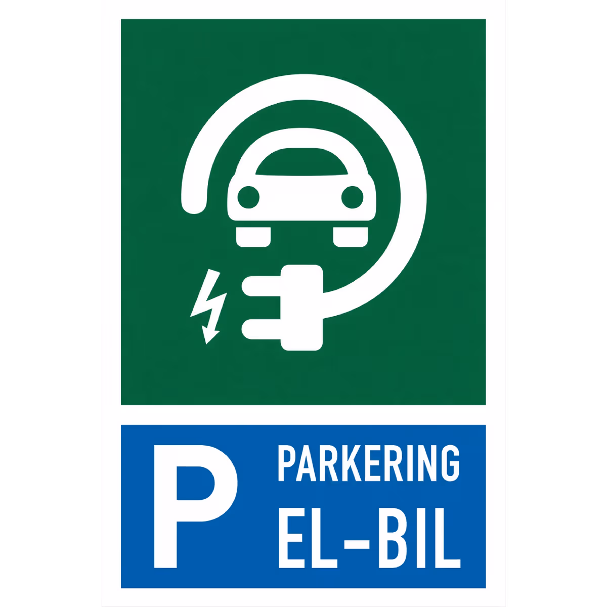 Parkeringsskilt Parkering elbil i aluminium, reflekterende utførelse, 20x30 cm
