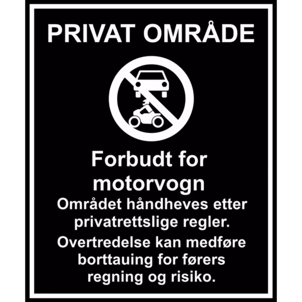 Forbudsskilt Forbudt for motorvogn i aluminium, reflekterende utførelse, 50x60 cm