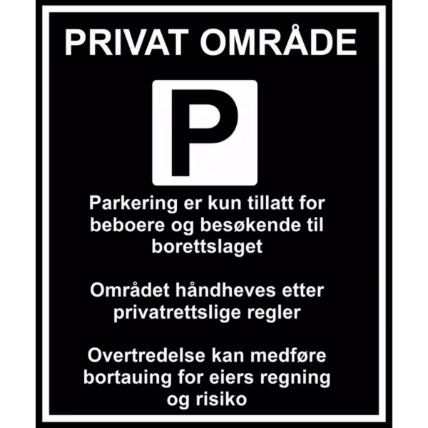 Parkeringsskilt Parkering kun tillatt i aluminium, reflekterende utførelse, 80x60 cm