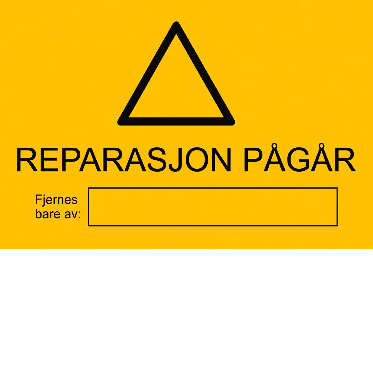 Advarselsskilt Reparasjon pågår i aluminium, 30x20 cm