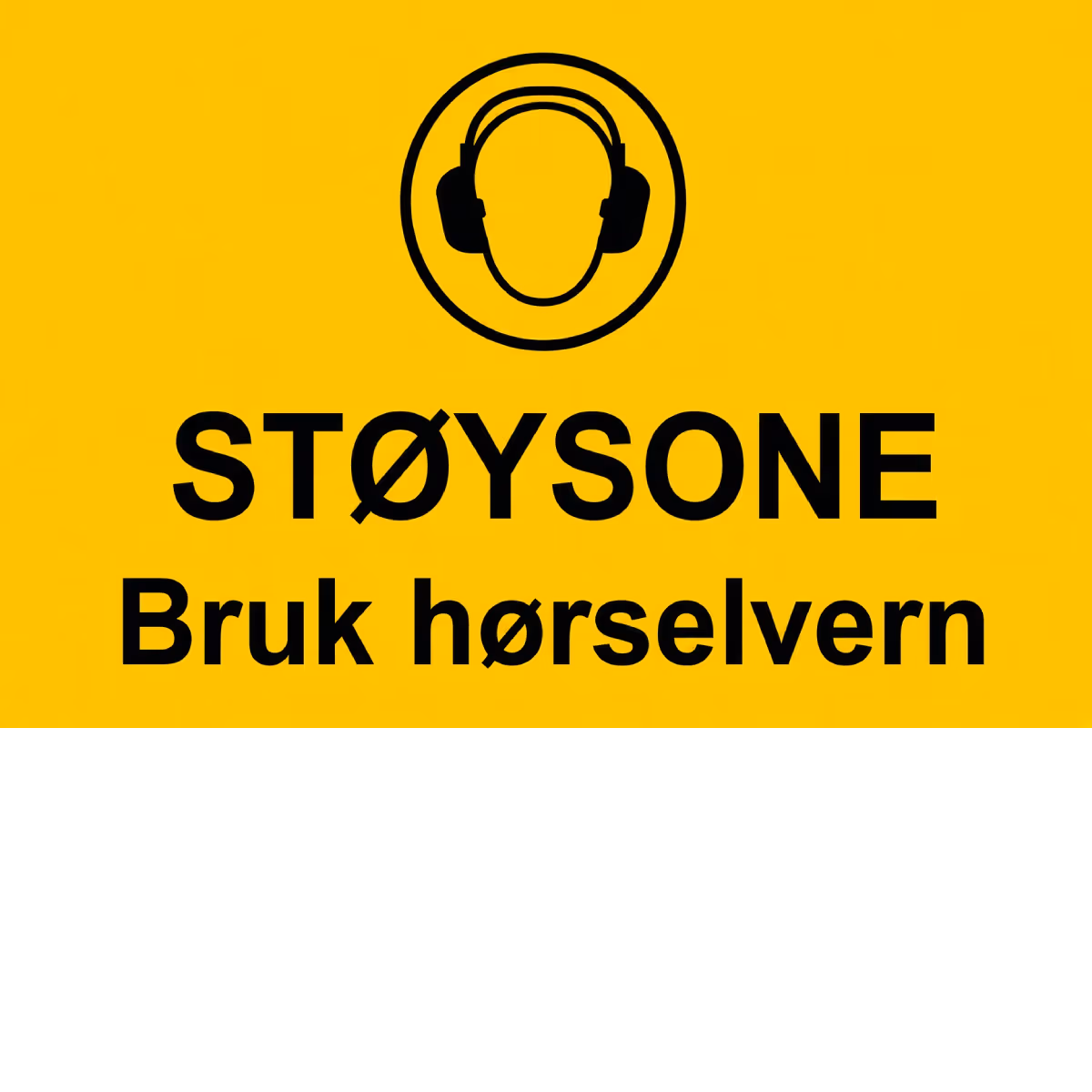 Påbudsskilt Støysone – bruk hørselvern i aluminium, 30x20 cm