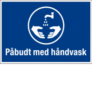 Påbudt med håndvask 20x30cm med tekst
