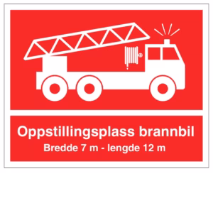 Informasjonsskilt Oppstillingsplass for brannbil i aluminium, reflekterende utførelse, 50x40 cm