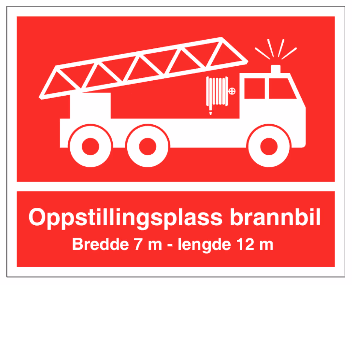 Informasjonsskilt Oppstillingsplass for brannbil i aluminium, reflekterende utførelse, 50x40 cm