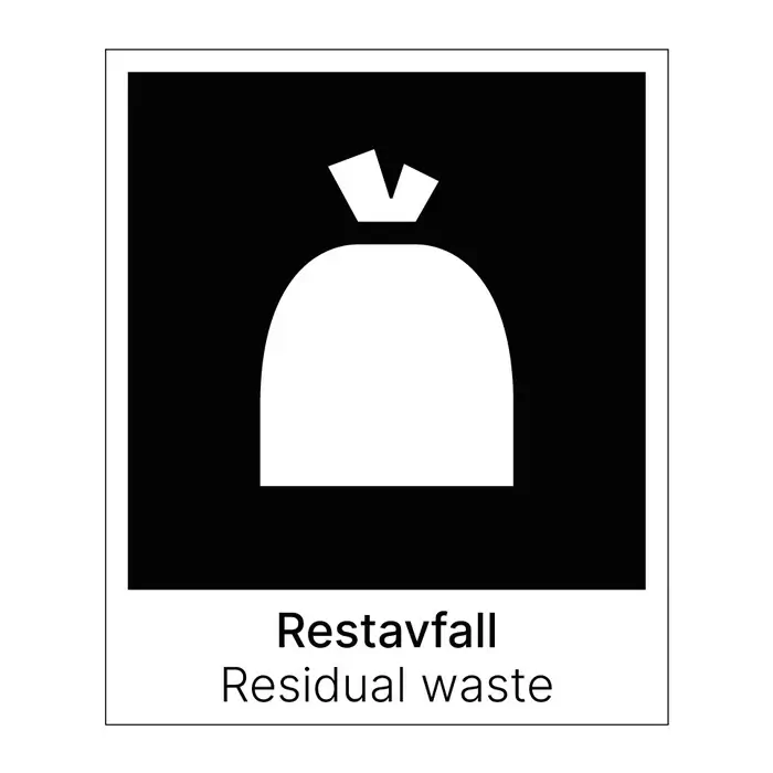 Restavfall Residual Waste Norsk og engelsk tekst