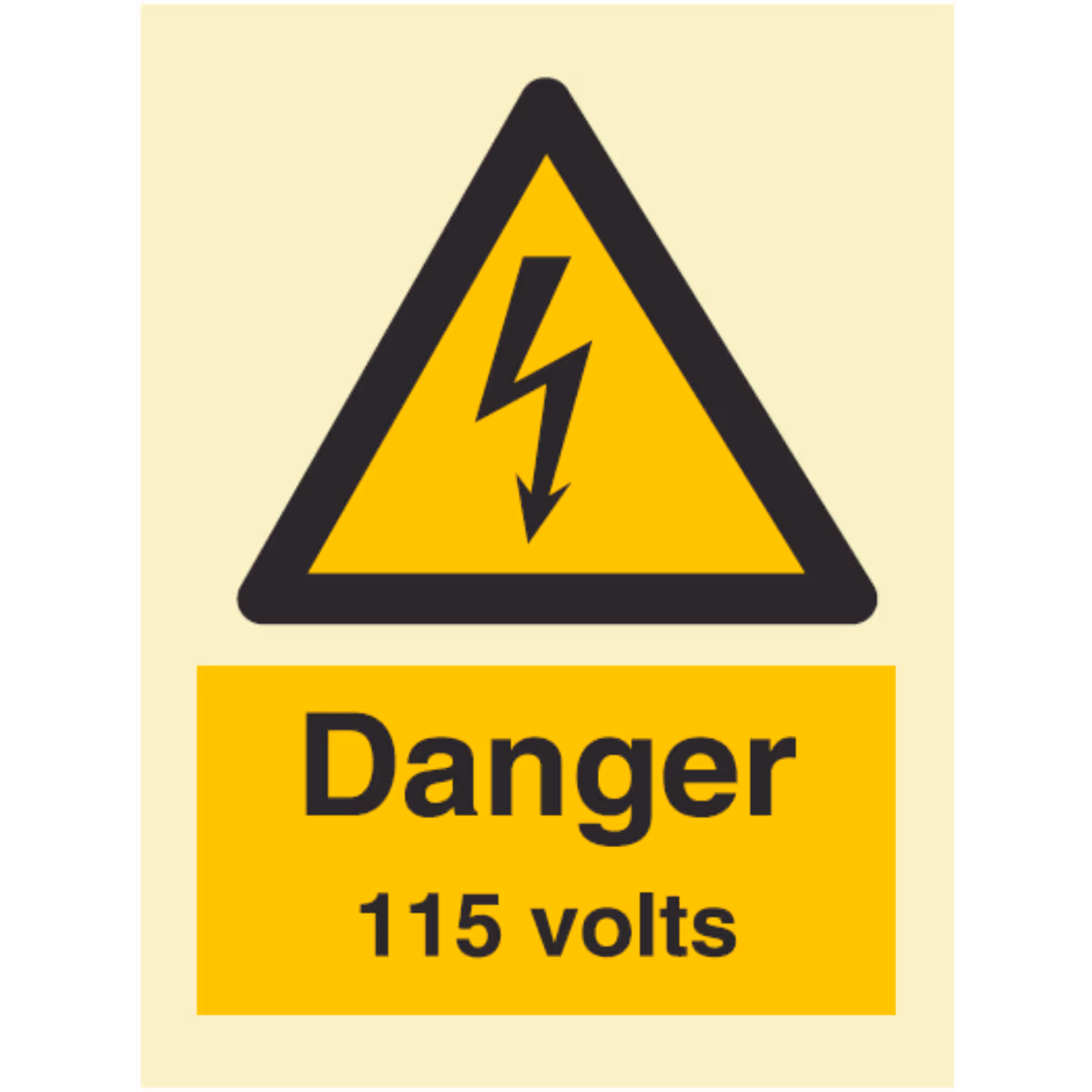 Advarselsskilt Fare – 115 volt (Danger 115 Volts)