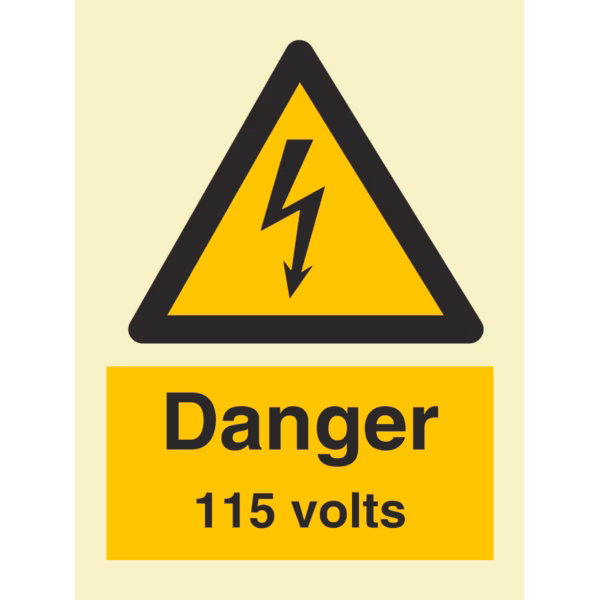 Danger 115 volts 15x20cm