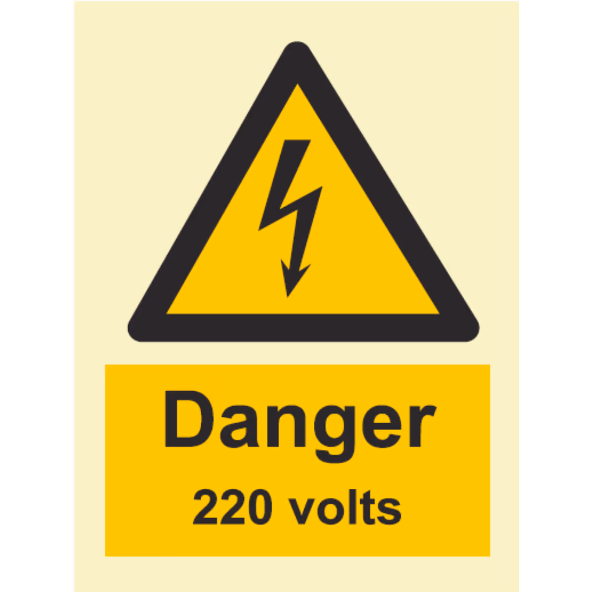 Advarselsskilt Fare – 220 volt (Danger 220 Volts)