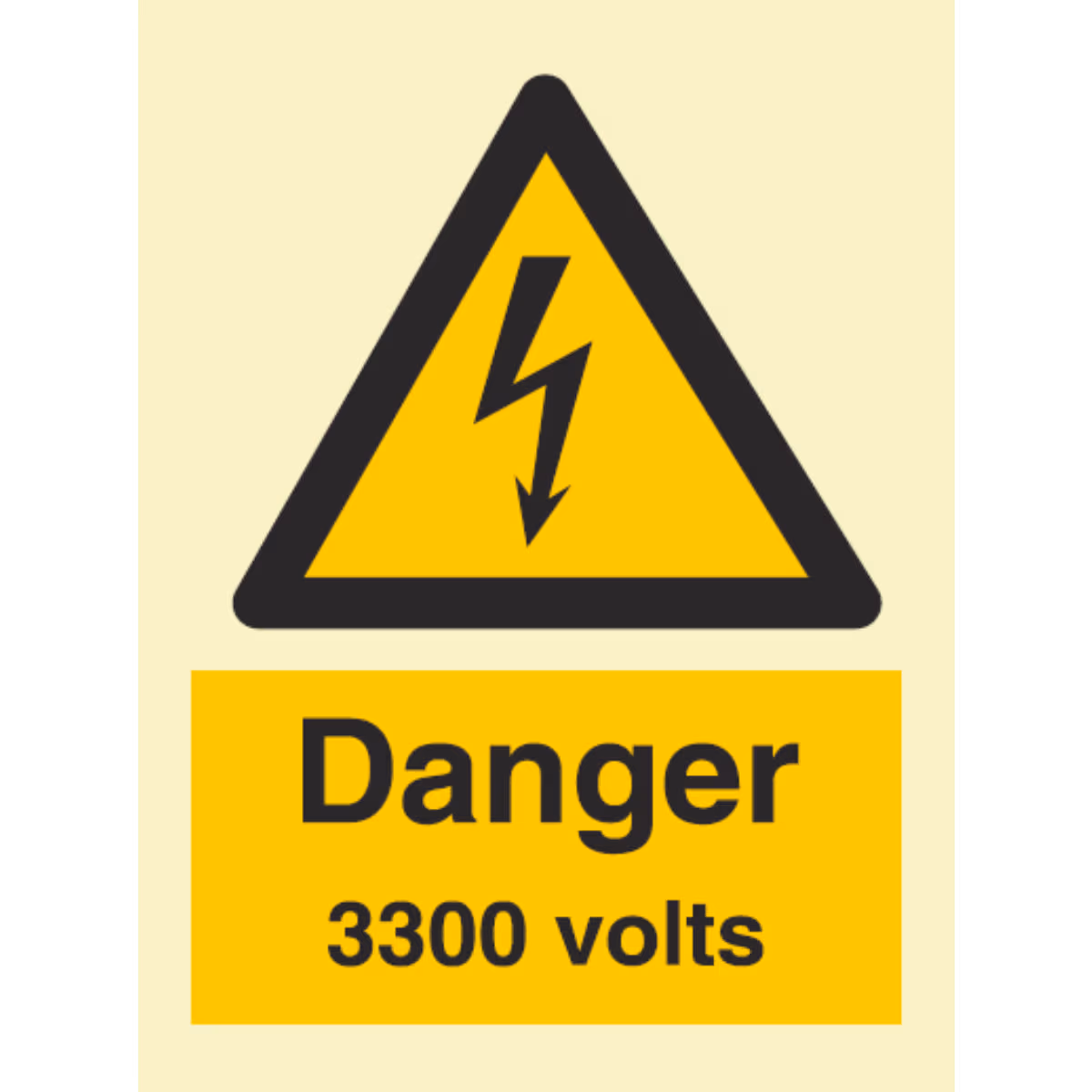 Advarselsskilt Fare – 3300 volt (Danger 3300 Volts)
