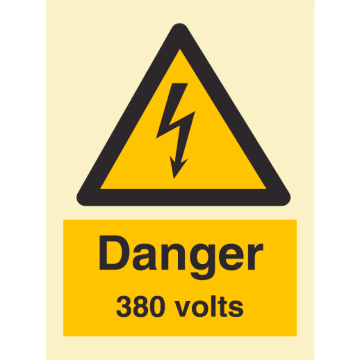 Advarselsskilt Fare – 380 volt (Danger 380 Volts)