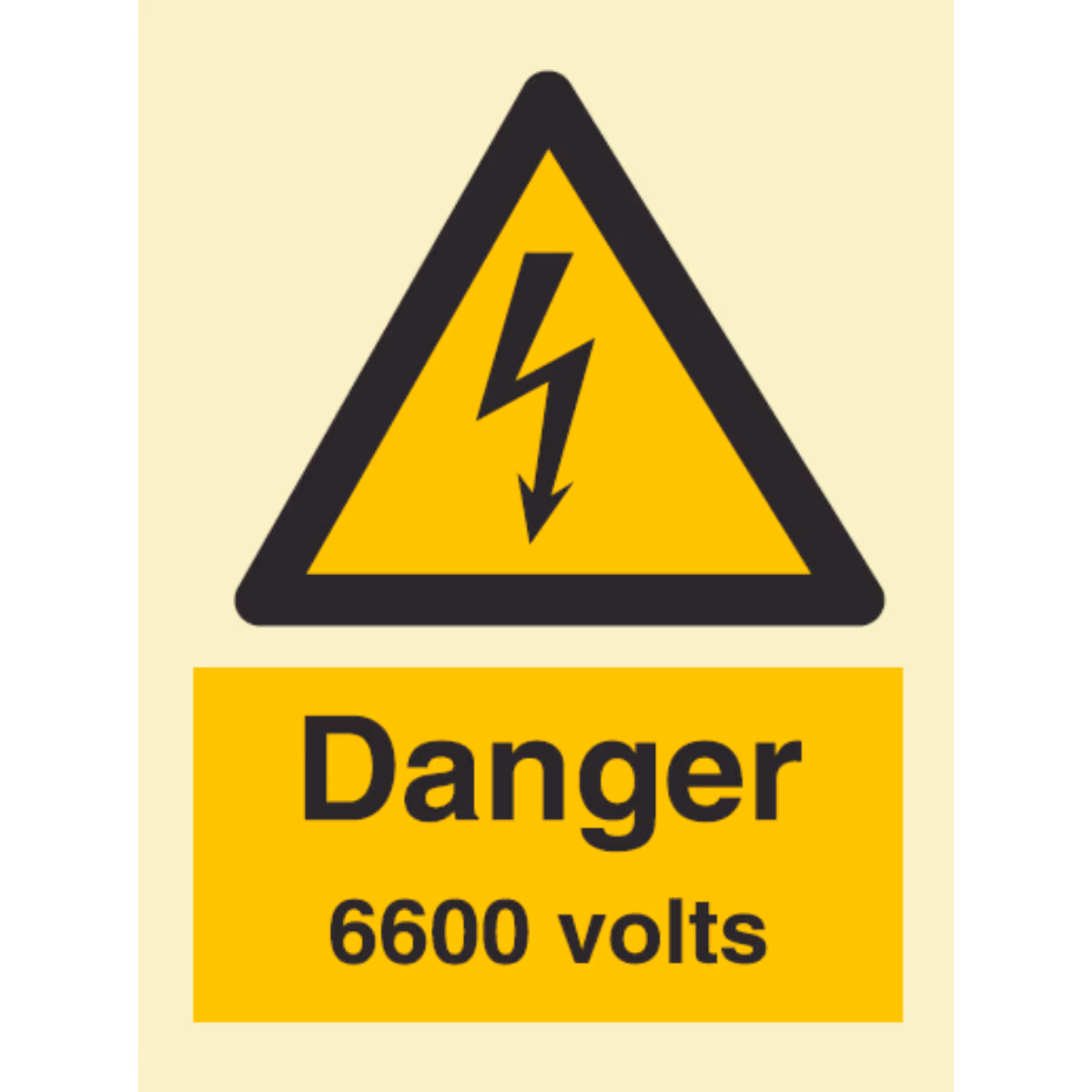 Advarselsskilt Fare – 6600 volt (Danger 6600 Volts)