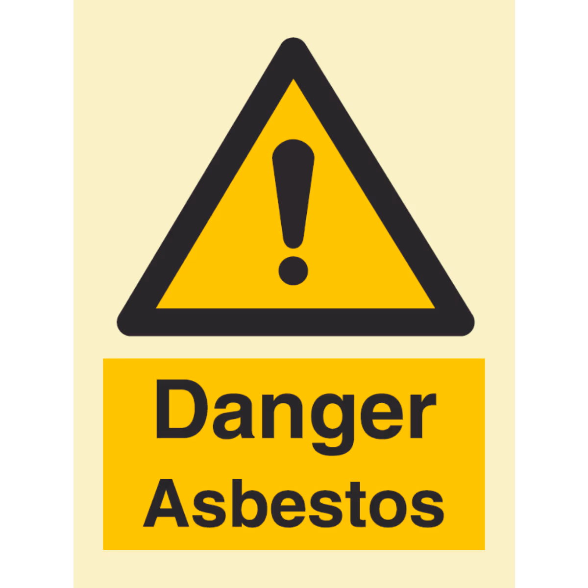 Advarselsskilt Fare – asbest (Danger Asbestos)