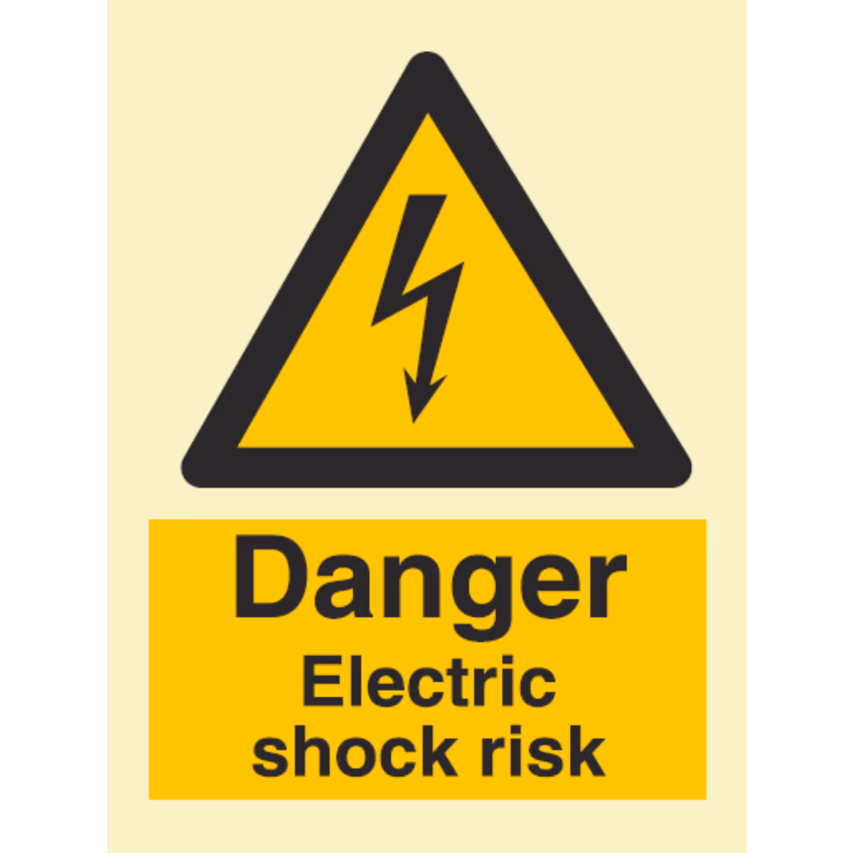 Advarselsskilt Fare – elektrisk støt (Danger Electric Shock Risk)