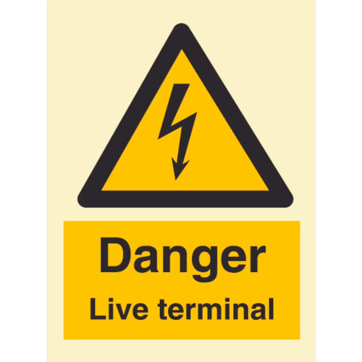 Advarselsskilt Fare – spenningsførende klemme (Danger Live Terminal)