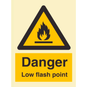 Advarselsskilt Fare – lavt flammepunkt (Danger Low Flash Point)