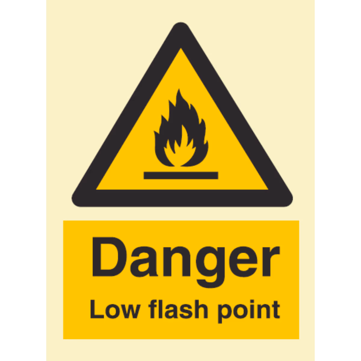 Advarselsskilt Fare – lavt flammepunkt (Danger Low Flash Point)