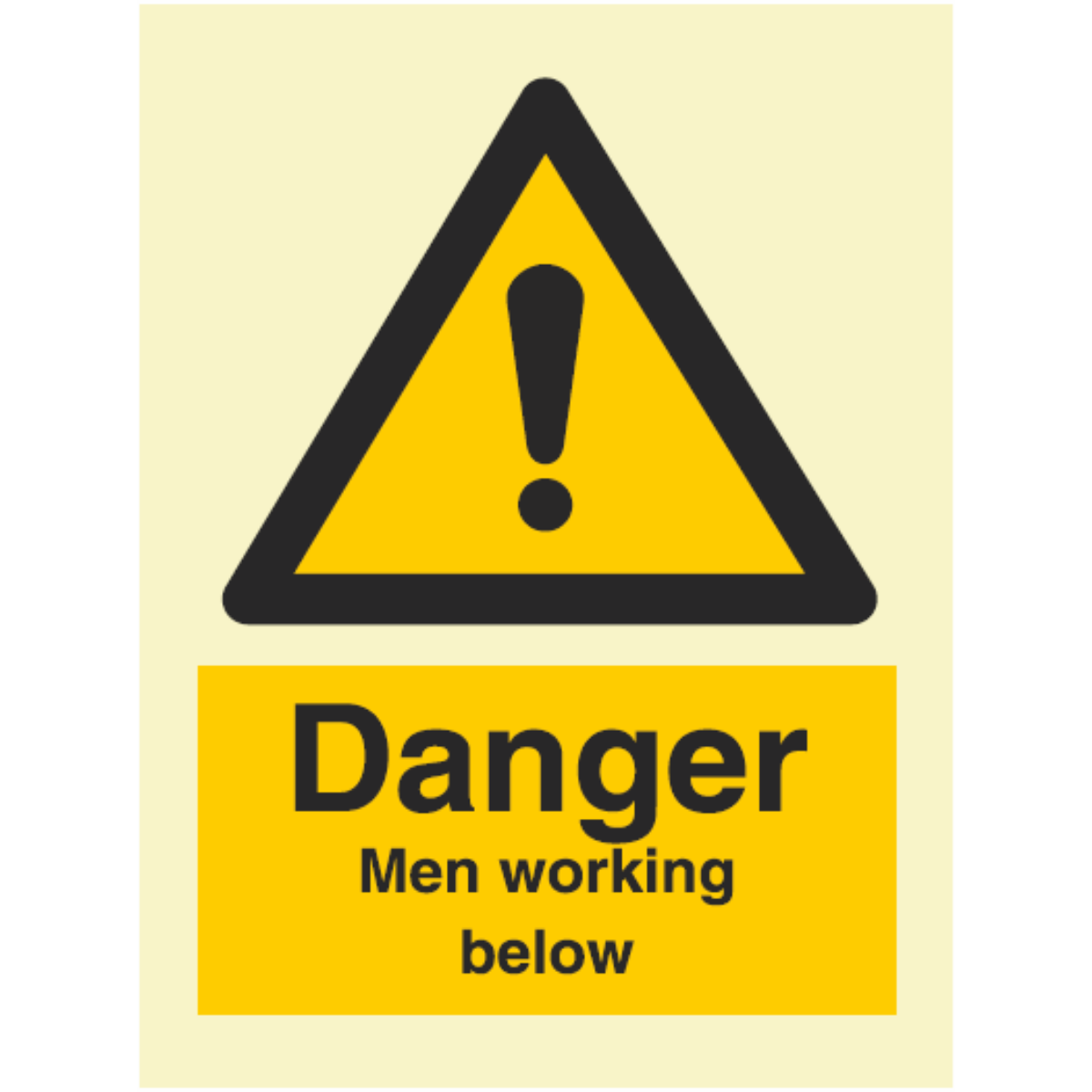 Advarselsskilt Fare – arbeid under (Danger Men Working Below)