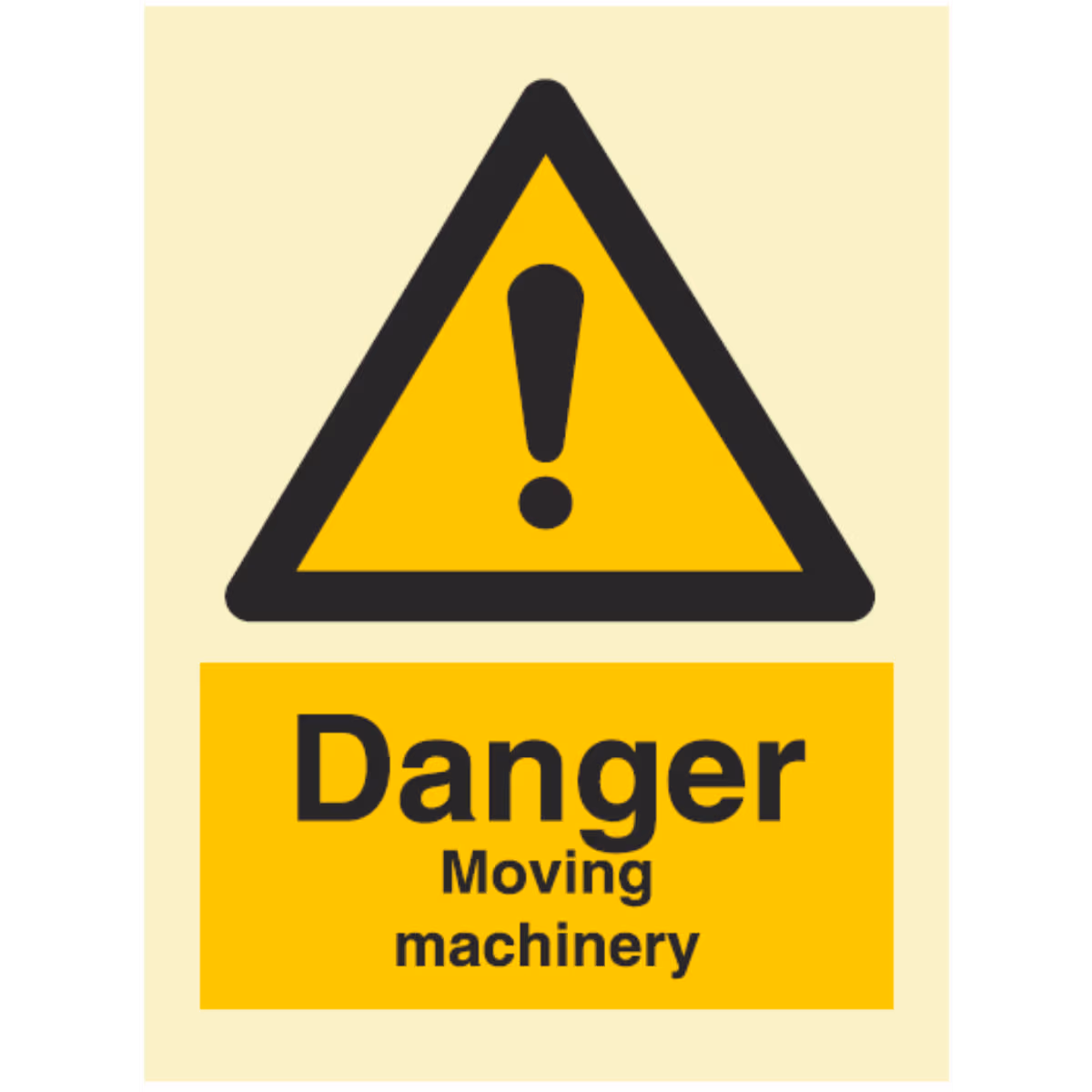 Advarselsskilt Fare – bevegelig maskineri (Danger Moving Machinery)