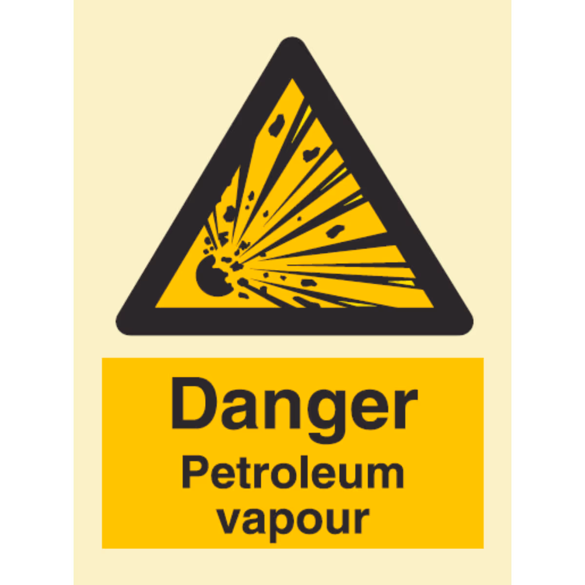 Advarselsskilt Fare – petroleumsdamp (Danger Petroleum Vapour)
