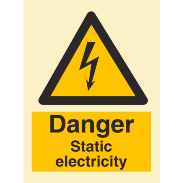 Advarselsskilt Fare – statisk elektrisitet (Danger Static Electricity)
