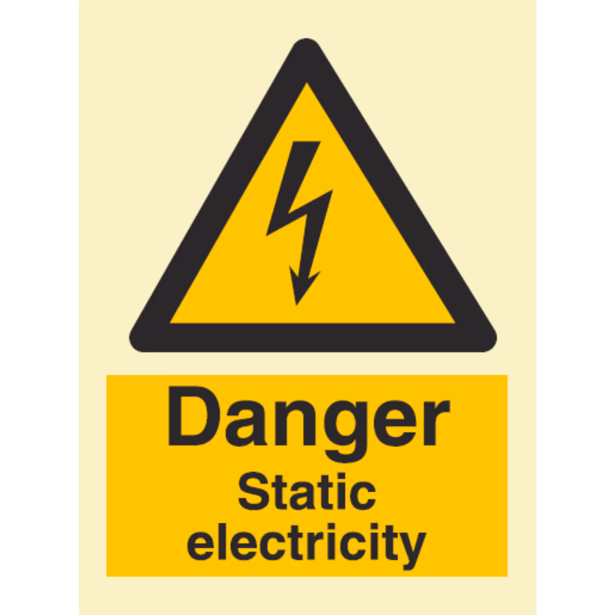 Advarselsskilt Fare – statisk elektrisitet (Danger Static Electricity)