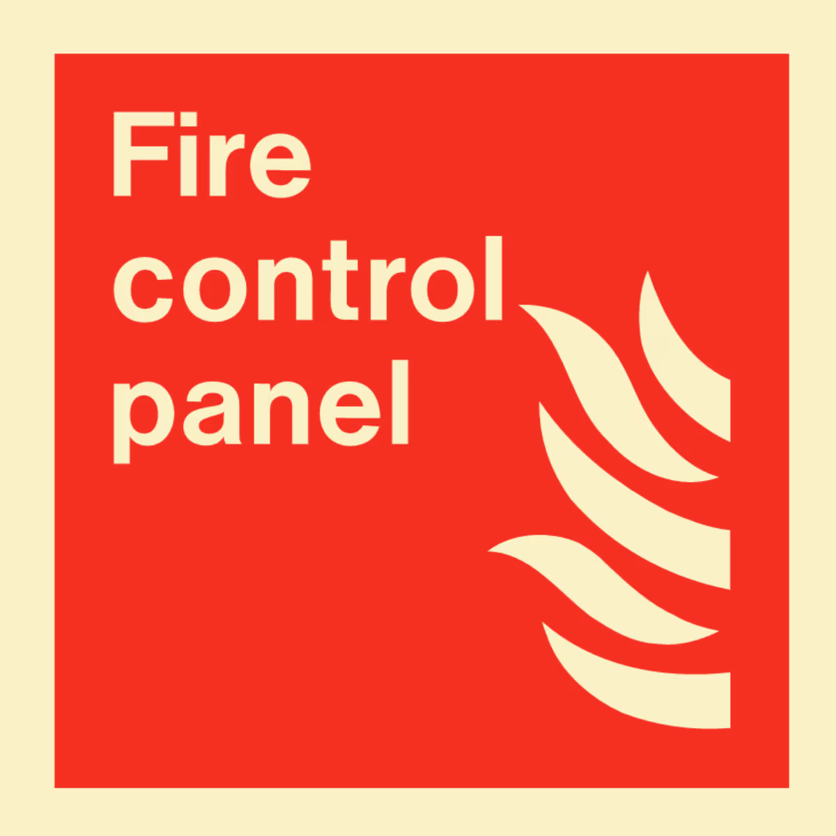 Lokasjonsskilt Brannsentral (Fire Control Panel) i aluminium, etterlysende utførelse, tilgjengelig i størrelser 15x15 cm til 40x40 cm
