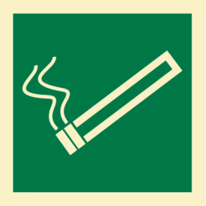 Informasjonsskilt Røykeområde (Smoking Area) i aluminium, reflekterende utførelse, tilgjengelig i størrelser 15x15 cm til 40x40 cm