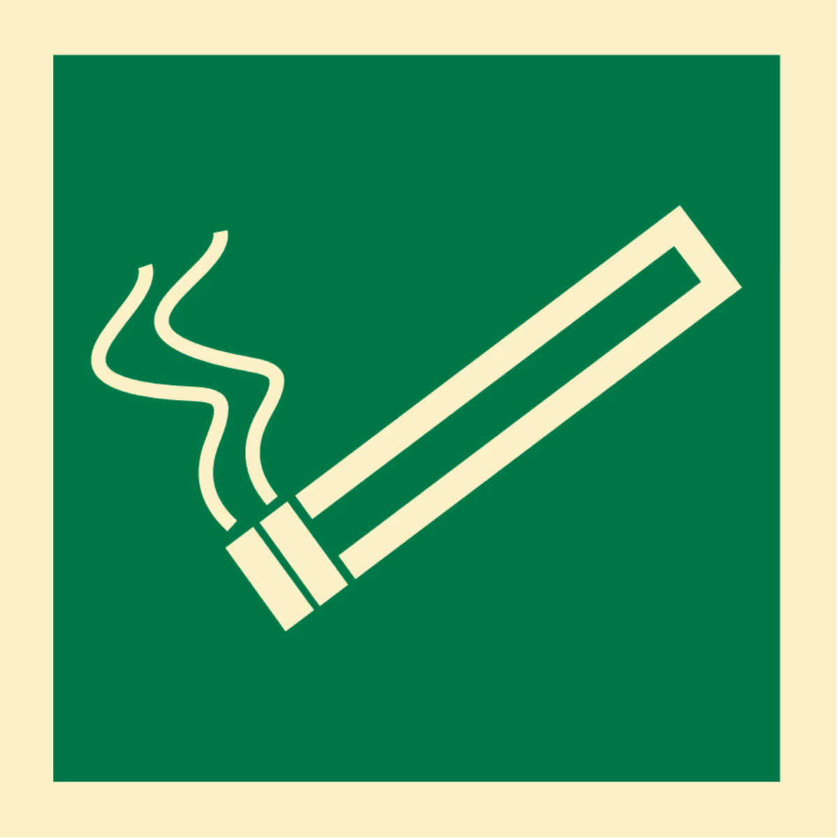 Informasjonsskilt Røykeområde (Smoking Area) i aluminium, reflekterende utførelse, tilgjengelig i størrelser 15x15 cm til 40x40 cm