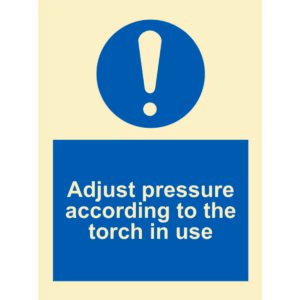 Instruksjonsskilt Juster trykket under bruk (Adjust Pressure When in Use)